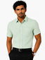 Men's Printed Slim Fit Semi Formal Shirt | Light Mint Green | Premium | Cotton | Half Sleeves | Single Chest Pocket