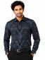 Men's Printed Regular Fit Semi Formal Shirt | Royal Blue | Premium | 100% Cotton | Full Sleeves | Single Chest Pocket