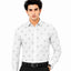 Men's Printed Regular Fit Semi Formal Shirt | Pearl White | Premium | Cotton Enriched | Full Sleeves | Single Chest Pocket