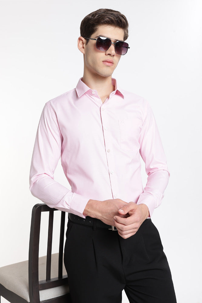 Clothizen Men's Solid Formal Shirt | Lavender | Premium | Cotton Enriched | Full Sleeves | Comfort Fit | Single Chest Pocket