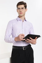 Clothizen Men's Solid Formal Shirt | Lavender | Premium | Cotton Enriched | Full Sleeves | Comfort Fit | Single Chest Pocket