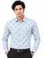 Men's Printed Regular Fit  Semi   Formal Shirt | Sky Blue | Premium | 100% Cotton | Full Sleeves | Single Chest Pocket