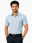 Men's Printed Slim Fit Semi Formal Shirt | Powder Blue with Slate Grey Floral Print | Premium | 100% Cotton | Half Sleeves | Single Chest Pocket