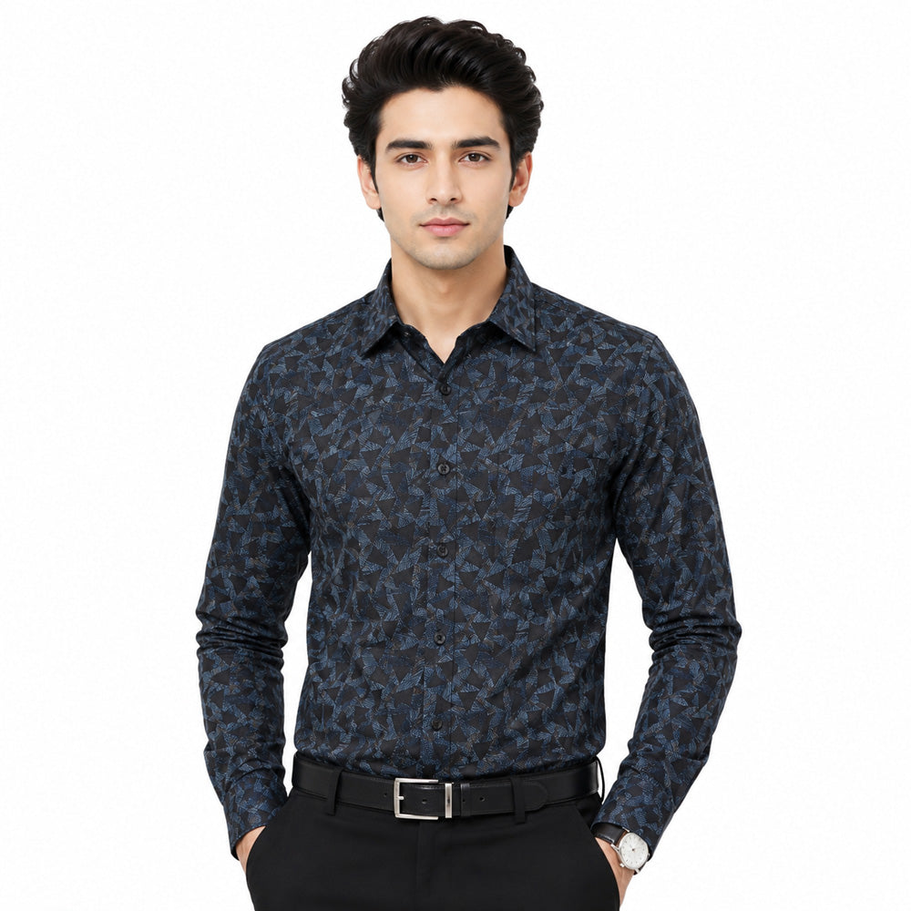 Men's Printed Regular Fit Semi Formal Shirt | Premium | 100% Cotton | Full Sleeves | Single Chest Pocket Secondary image