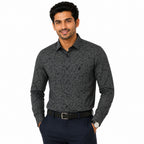 Men's Printed Regular Fit  Semi Formal Shirt | Black | Premium | 100% Cotton | Full Sleeves | Single Chest Pocket