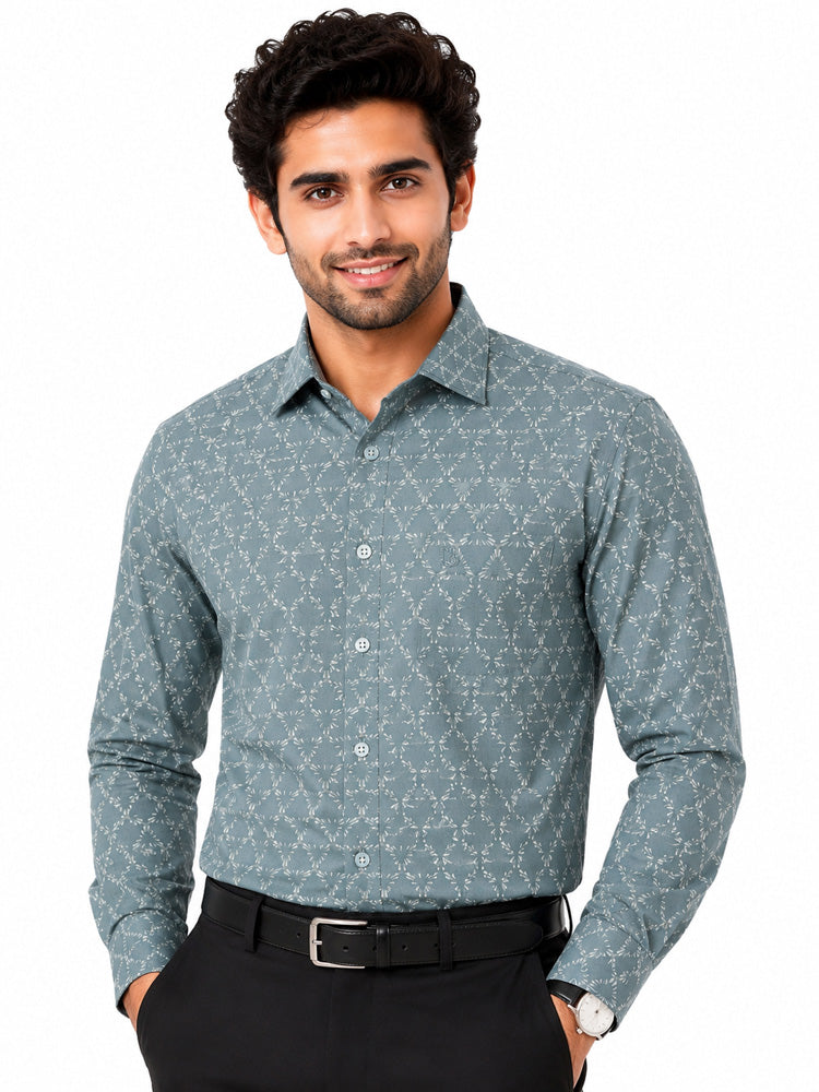 Men's Printed Regular Fit Semi Formal Shirt | Premium | 100% Cotton | Full Sleeves | Single Chest Pocket