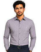 Men's Printed Regular Fit Formal Shirt | Aqua Blue | Premium |100% Satin Cotton | Full Sleeves | Single Chest Pocket