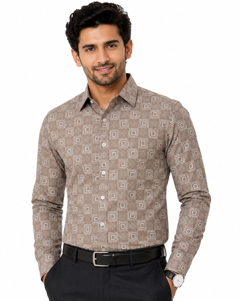Men's Printed Regular Fit  Semi   Formal Shirt | Premium | 100% Cotton | Full Sleeves | Single Chest Pocket Secondary image