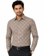 Men's Printed Regular Fit  Semi   Formal Shirt | Premium | 100% Cotton | Full Sleeves | Single Chest Pocket