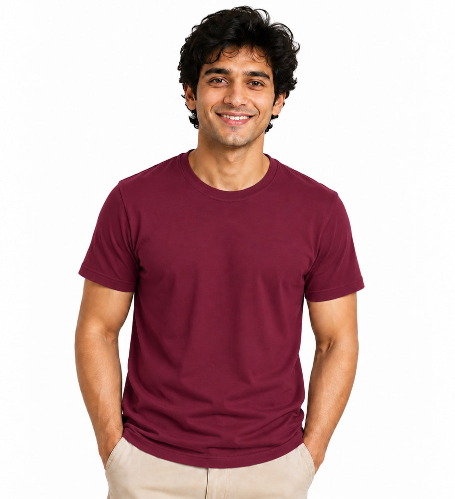 Clothizen Men's Premium 100% Cotton Solid T-Shirt | Black | Round Neck| Half Sleeves | Regular Fit | 180 GSM | Bio-Washed