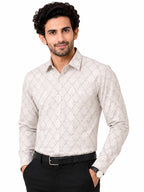 Men's Printed Regular Fit Semi Formal Shirt |  Premium | 100% Cotton | Full Sleeves | Single Chest Pocket