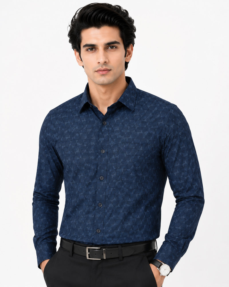 Men's Printed Regular Fit Semi Formal Shirt | Premium | 100% Cotton | Full Sleeves | Single Chest Pocket