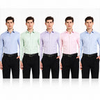 Clothizen Men's Solid Formal Shirt pack of 5 | Medium Blue| Green | Lavender | Pink | Light Blue | Premium | Cotton Enriched | Full Sleeves | Comfort Fit | Single Chest Pocket