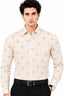 Men's Printed Regular Fit Semi Formal Shirt | Light Grey | Premium | Cotton Enriched | Full Sleeves | Single Chest Pocket