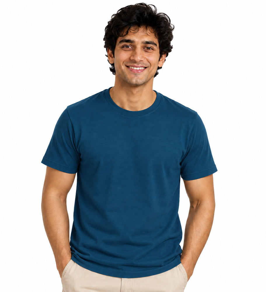 Clothizen Men's Premium 100% Cotton Solid T-Shirt | Black | Round Neck| Half Sleeves | Regular Fit | 180 GSM | Bio-Washed