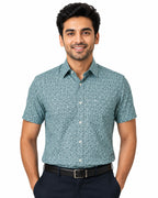Men's Printed Slim Fit Semi Formal Shirt | Premium | 100% Cotton | Half Sleeves | Single Chest Pocket