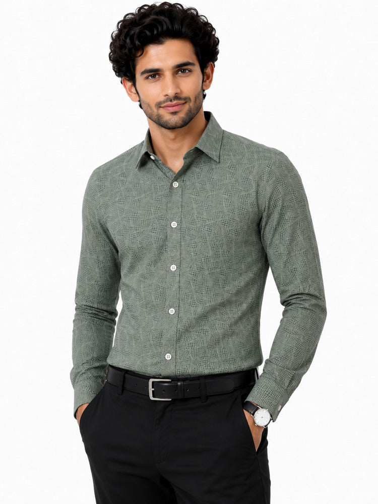Men's Printed Regular Fit  Semi Formal Shirt | Premium | 100% Cotton | Full Sleeves | Single Chest Pocket