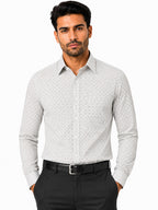 Men's Printed Smart Fit Semi Formal Shirt | Aqaua Blue | Premium | 100% Cotton | Full Sleeves | Single Chest Pocket