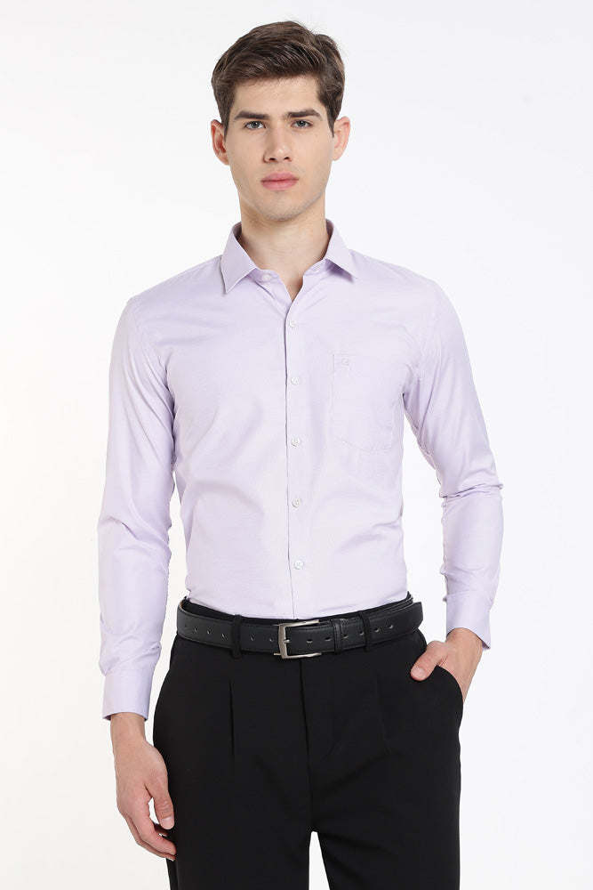 Clothizen Men's Solid Formal Shirt | Lavender | Premium | Cotton Enriched | Full Sleeves | Comfort Fit | Single Chest Pocket Main image