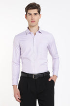 Clothizen Men's Solid Formal Shirt | Lavender | Premium | Cotton Enriched | Full Sleeves | Comfort Fit | Single Chest Pocket