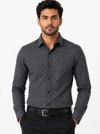 Men's Striped Smart Fit Semi Formal Shirt | Black | Premium | 100% Cotton | Full Sleeves | Single Chest Pocket