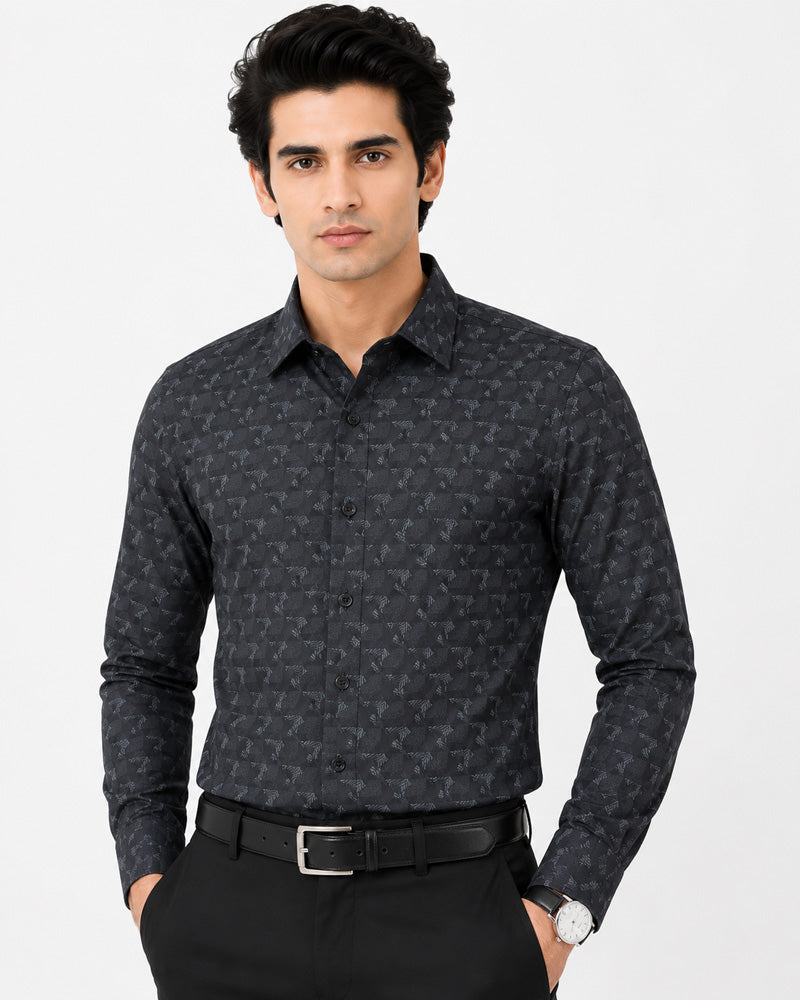 Men's Printed Regular Fit Semi Formal Shirt | Premium | 100% Cotton | Full Sleeves | Single Chest Pocket