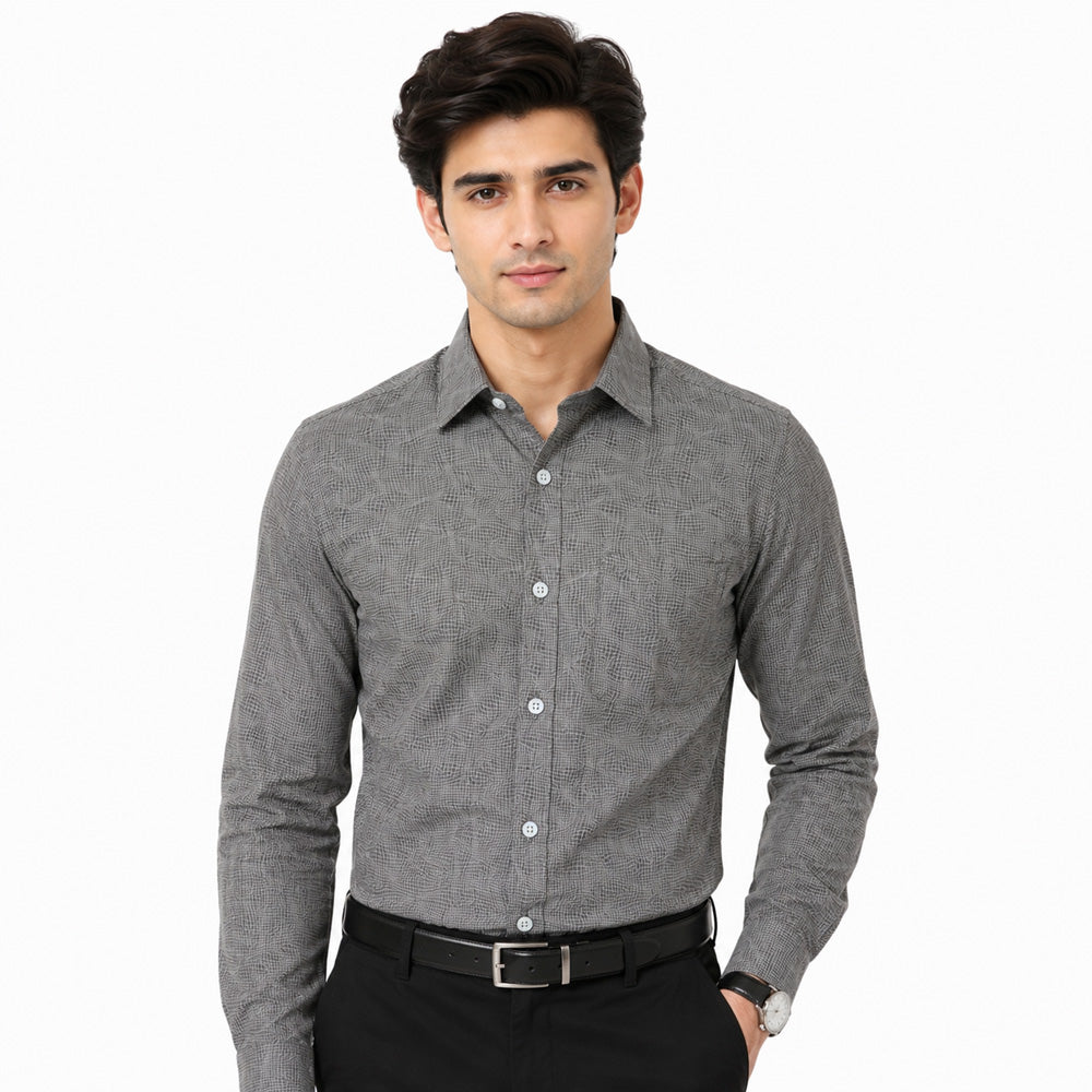 Men's Printed Regular Fit  Semi Formal Shirt | Premium | 100% Cotton | Full Sleeves | Single Chest Pocket