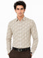Men's Printed Regular Fit Semi Formal Shirt | Cream | Premium | Cotton Enriched | Full Sleeves | Single Chest Pocket