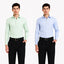 Clothizen Men's Solid Formal Shirt pack of 2 | Green | Light Blue | Premium | Cotton Enriched | Full Sleeves | Comfort Fit | Single Chest Pocket