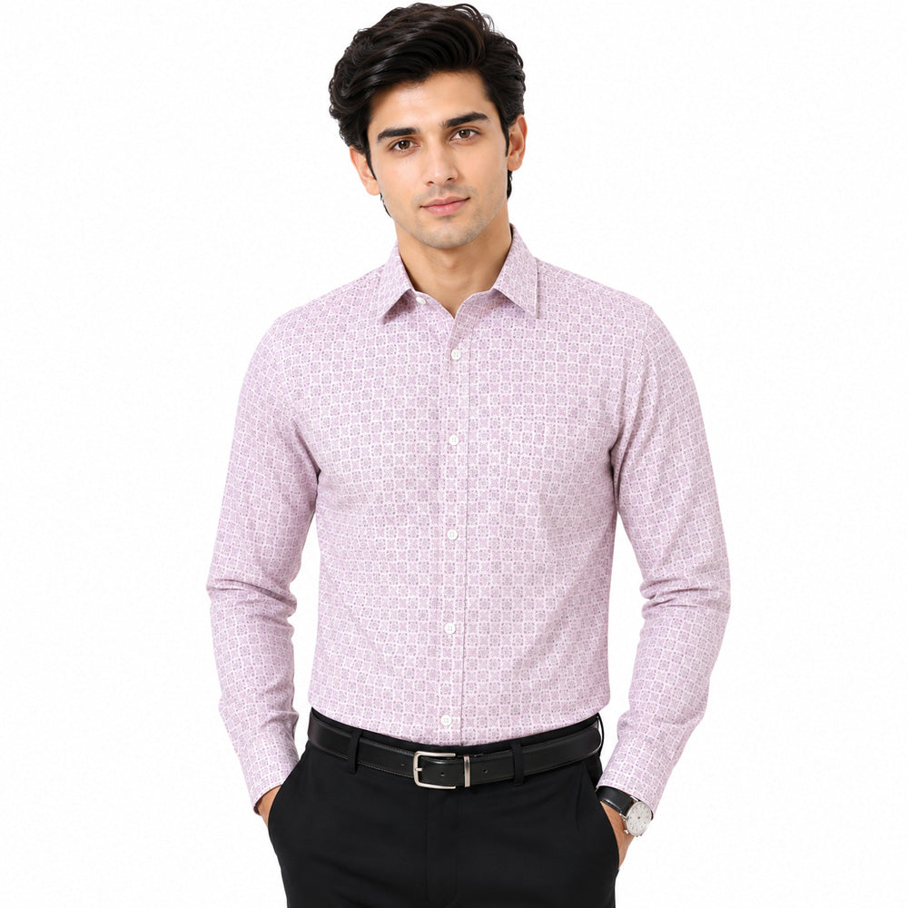 Men's Printed Regular Fit Semi Formal Shirt | Premium | 100% Cotton | Full Sleeves | Single Chest Pocket Secondary image