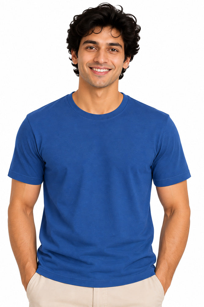 Clothizen Men's Premium 100% Cotton Solid T-Shirt | Black | Round Neck| Half Sleeves | Regular Fit | 180 GSM | Bio-Washed