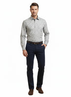 Men's Printed Regular Fit Formal Shirt | Black | Premium | 100% Cotton | Full Sleeves | Single Chest Pocket