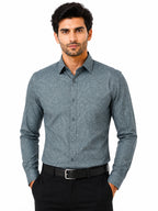 Men's Printed Regular Fit Formal Shirt | Aqua Green | Premium |100% Satin Cotton | Full Sleeves | Single Chest Pocket