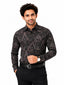 Men's Printed Regular Fit  Semi   Formal Shirt | Coffee Brown | Premium | 100% Cotton | Full Sleeves | Single Chest Pocket