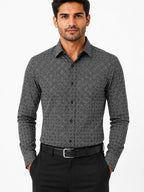 Men's Striped Smart Fit Semi Formal Shirt | Black | Premium | 100% Cotton | Full Sleeves | Single Chest Pocket