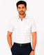 Men's Checkered Regular Fit Formal Shirt | White with Black Checks | Premium | Pure Cotton | Half Sleeves | Single Chest Pocket