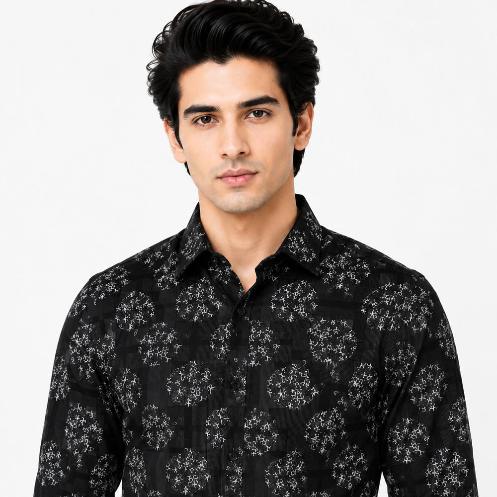 Men's Printed Regular Fit Semi Formal Shirt | Premium | 100% Cotton | Full Sleeves | Single Chest Pocket