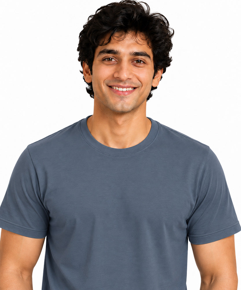 Clothizen Men's Premium 100% Cotton Solid T-Shirt | Black | Round Neck| Half Sleeves | Regular Fit | 180 GSM | Bio-Washed