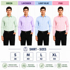 Clothizen Men's Solid Formal Shirt pack of 4 | Green | Lavender | Pink | Light Blue | Premium | Cotton Enriched | Full Sleeves | Comfort Fit | Single Chest Pocket