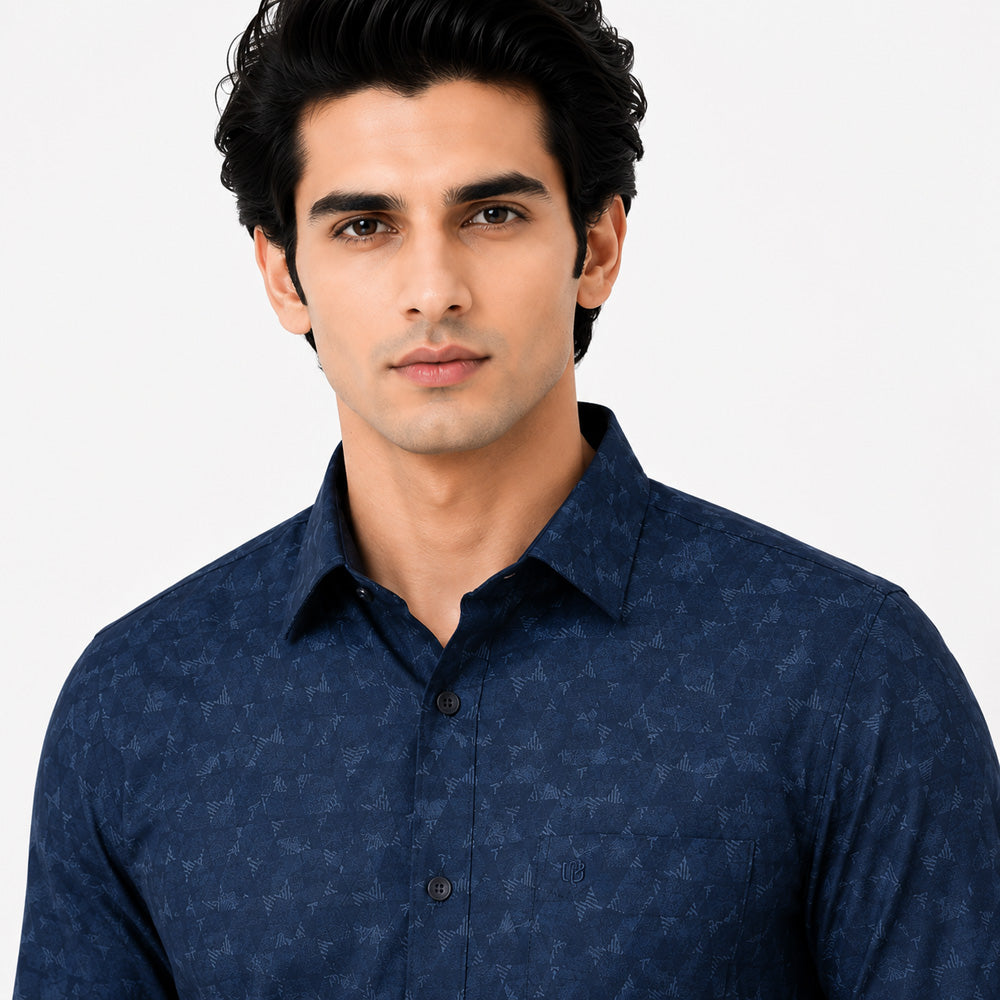 Men's Printed Regular Fit Semi Formal Shirt | Premium | 100% Cotton | Full Sleeves | Single Chest Pocket Secondary image