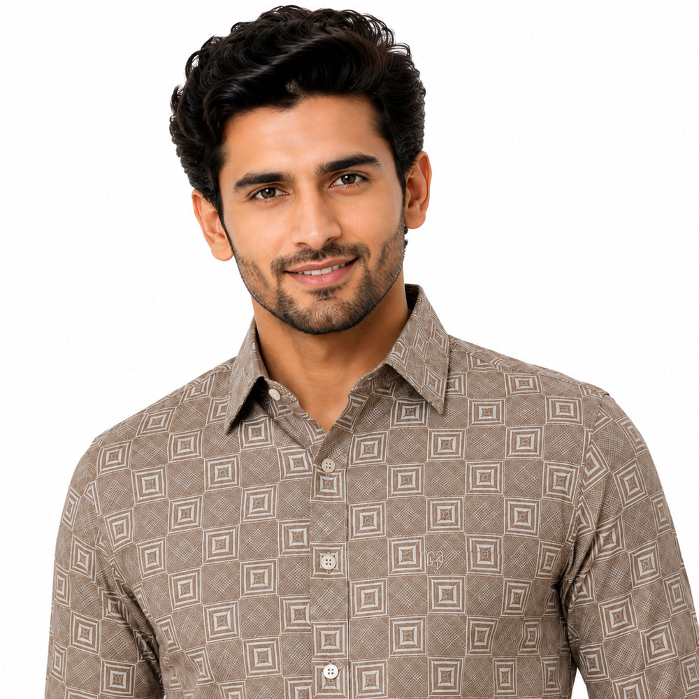 Men's Printed Regular Fit  Semi   Formal Shirt | Premium | 100% Cotton | Full Sleeves | Single Chest Pocket