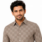 Men's Printed Regular Fit  Semi   Formal Shirt | Premium | 100% Cotton | Full Sleeves | Single Chest Pocket