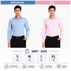 Clothizen Men's Solid Formal Shirt pack of 2 Medium Blue | Pink| Premium | Cotton Enriched | Full Sleeves | Comfort Fit | Single Chest Pocket