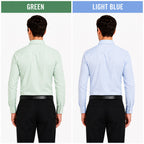 Clothizen Men's Solid Formal Shirt pack of 2 | Green | Light Blue | Premium | Cotton Enriched | Full Sleeves | Comfort Fit | Single Chest Pocket