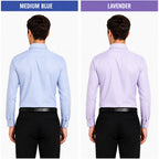 Clothizen Men's Solid Formal Shirt pack of 2 Medium Blue | Lavender | Premium | Cotton Enriched | Full Sleeves | Comfort Fit | Single Chest Pocket