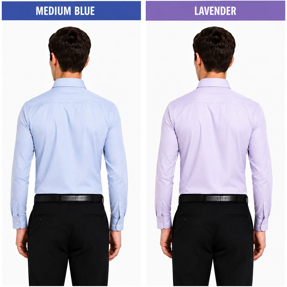 Clothizen Men's Solid Formal Shirt pack of 2 Medium Blue | Lavender | Premium | Cotton Enriched | Full Sleeves | Comfort Fit | Single Chest Pocket