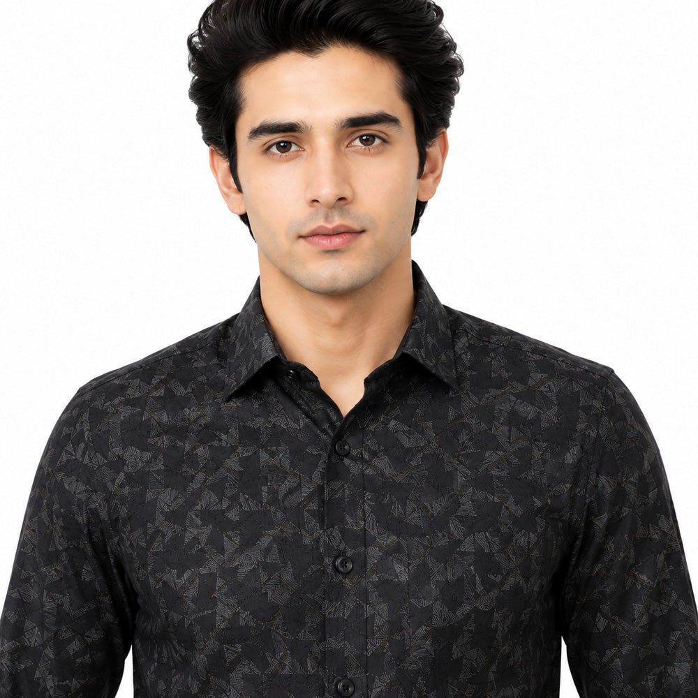 Men's Printed Regular Fit Semi Formal Shirt | Premium | 100% Cotton | Full Sleeves | Single Chest Pocket
