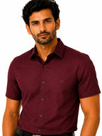 Men's Solid Formal Shirt | Light Grey | Premium | Cotton | Half Sleeves | Single Chest Pocket