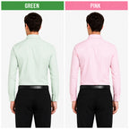 Clothizen Men's Solid Formal Shirt pack of 2 | Green | Pink | Premium | Cotton Enriched | Full Sleeves | Comfort Fit | Single Chest Pocket