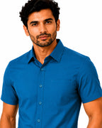 Men's Solid Formal Shirt | Light Grey | Premium | Cotton | Half Sleeves | Single Chest Pocket
